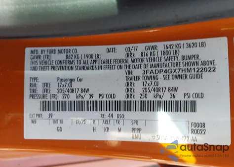 2017 Ford Fiesta St from USA, damaged, VIN 3FADP4GX7HM122022